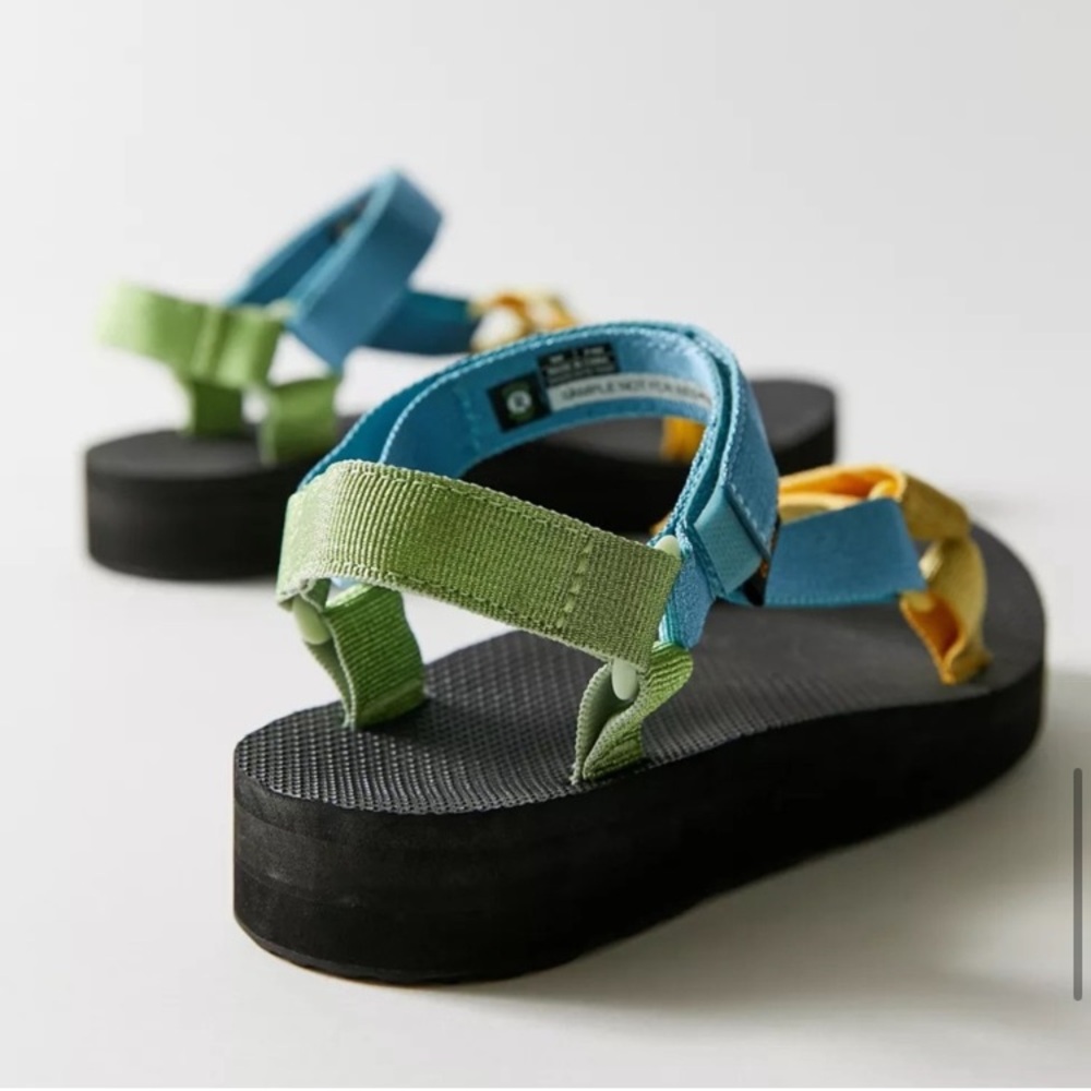 NIB Teva Midform Universal Sandal in Metallic Blue/Green/Yellow - Picture 6 of 8